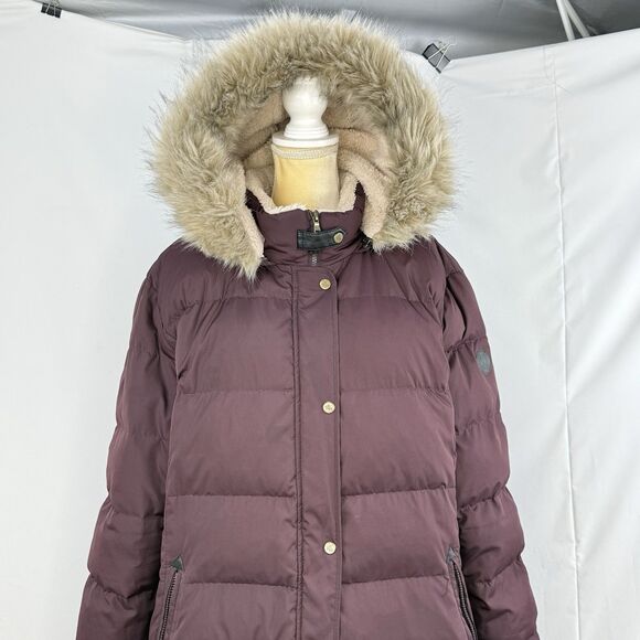 Ralph Lauren women's Faux-Fur-Trim Hooded Down Puffer Coat Burgundy Plus Size 3X - Picture 15 of 16